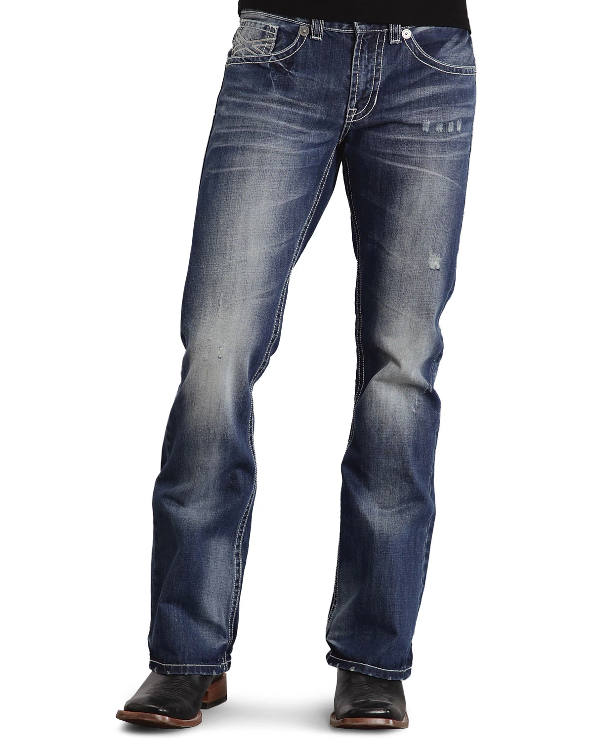 Stetson Rock Fit Bold X Stitched Jeans - Big & Tall - Image 3
