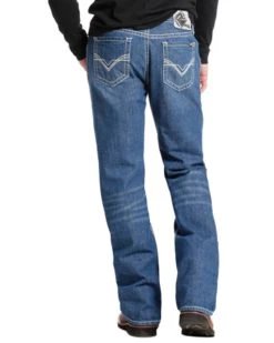 Rock & Roll Denim Men's FR Medium Wash Double Barrel Relaxed Fit Bootcut Jeans