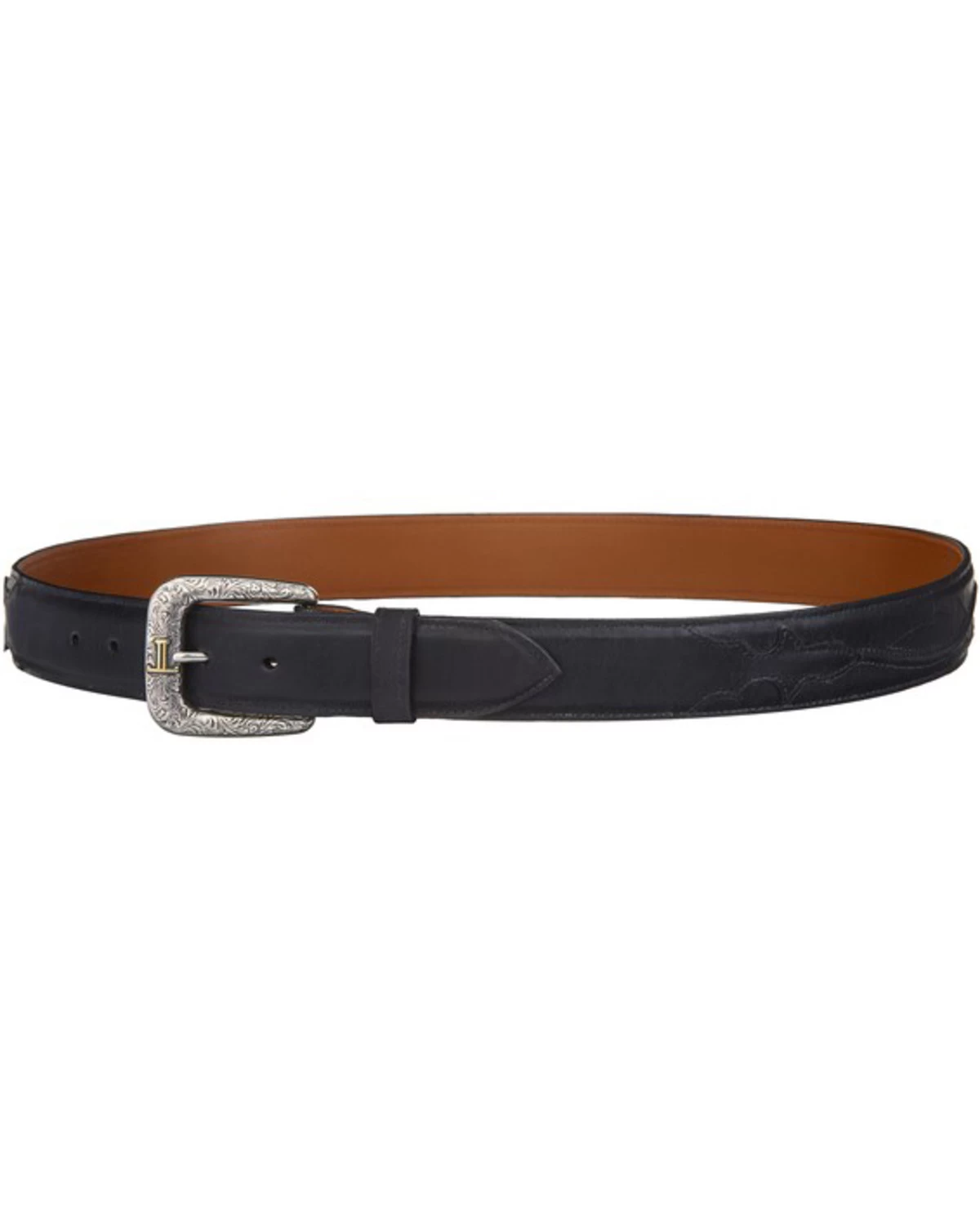 Lucchese Men's Black Calf Leather Seville Stitch Belt - Image 2
