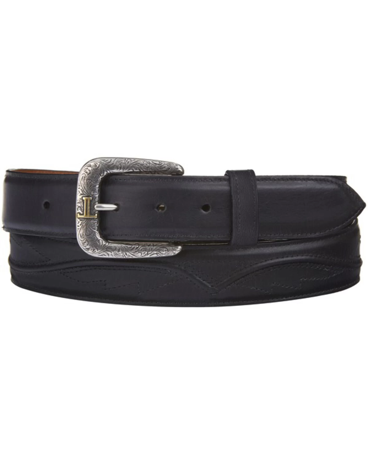 Lucchese Men's Black Calf Leather Seville Stitch Belt