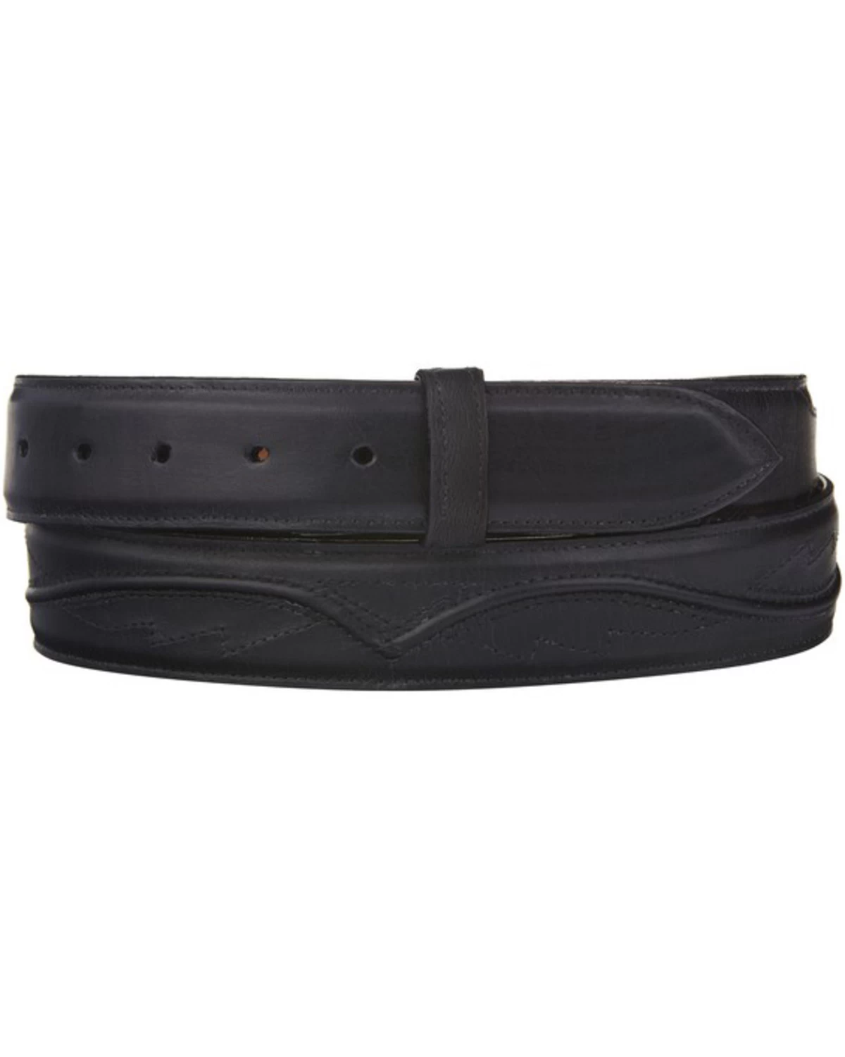 Lucchese Men's Black Calf Leather Seville Stitch Belt - Image 3