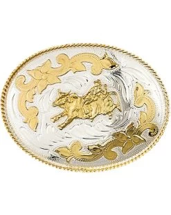 Western Express Men's German Silver Bullrider Belt Buckle