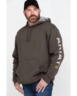 Ariat Men's Heather Bark Rebar Graphic Work Hooded Sweatshirt