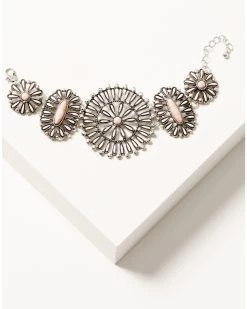 Prime Time Jewelry Women's Pink Stone Concho Bracelet