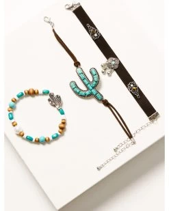 Prime Time Jewelry Women's Cactus Beaded Bracelet Set