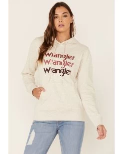 Wrangler Women's Multi Stacked Logo Shirttail Pullover Hoodie