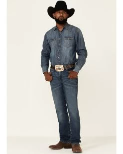 Wrangler Retro Men's Mauney Dark Wash Stretch Slim Straight Jeans - Long