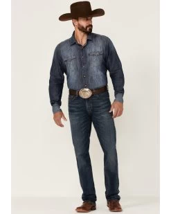 Rock & Roll Denim Men's Hooey Dark Vintage Double Barrel Relaxed Stackable Bootcut Jeans