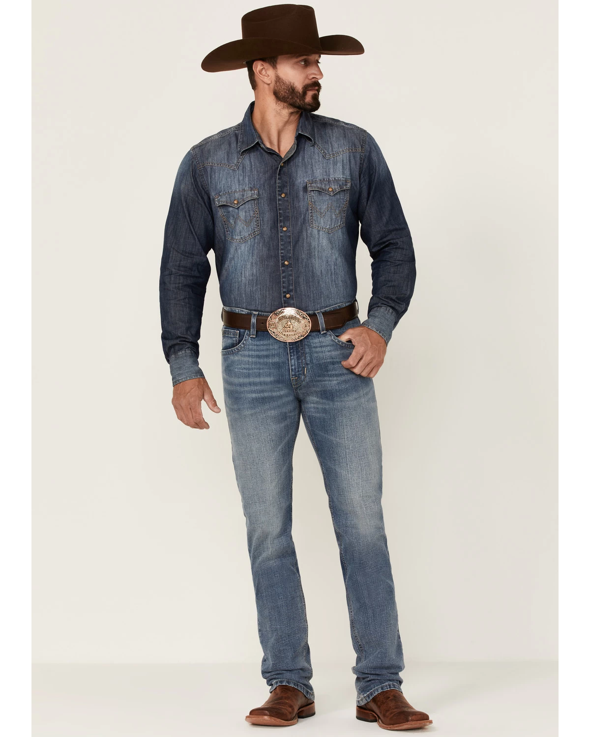 Rock & Roll Denim Men's Hooey Light Vintage Wash Revolver Stretch Slim Straight Jeans - Image 3