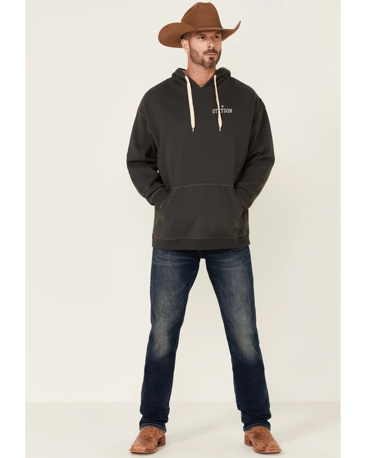 Stetson Men's Gray Vintage Logo Back Graphic Hooded Sweatshirt - Image 2