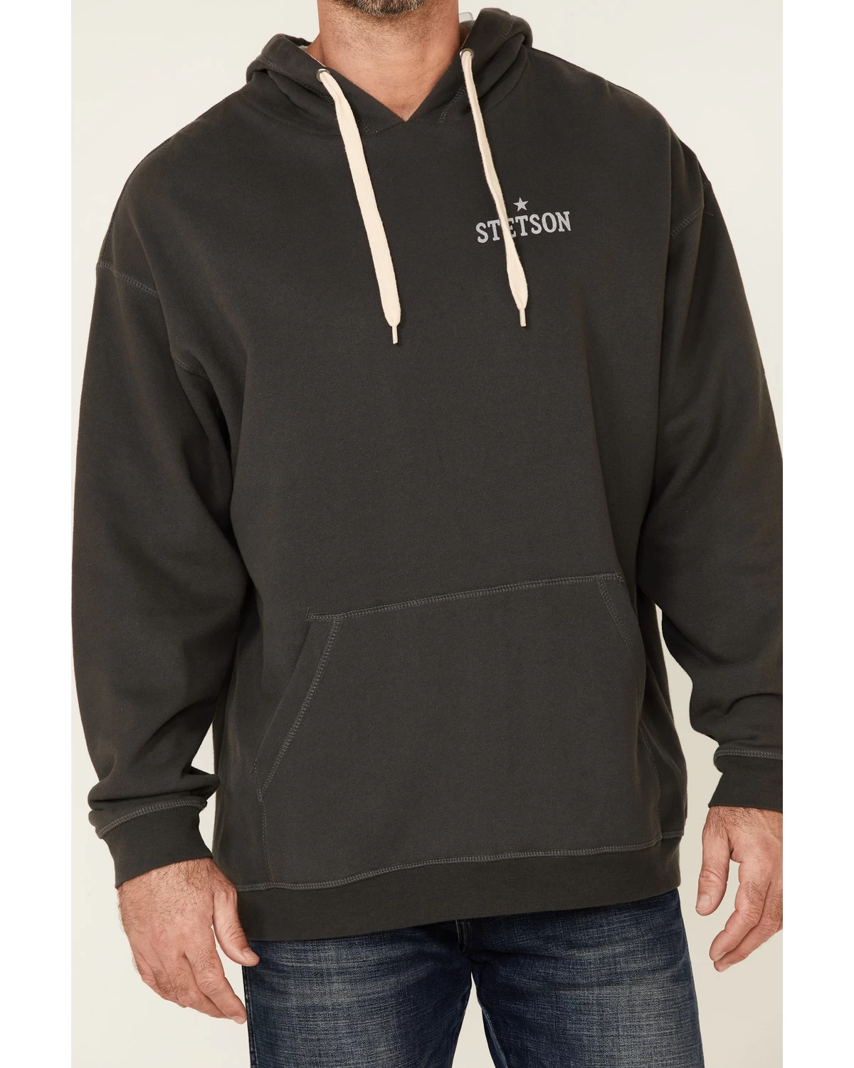 Stetson Men's Gray Vintage Logo Back Graphic Hooded Sweatshirt - Image 3