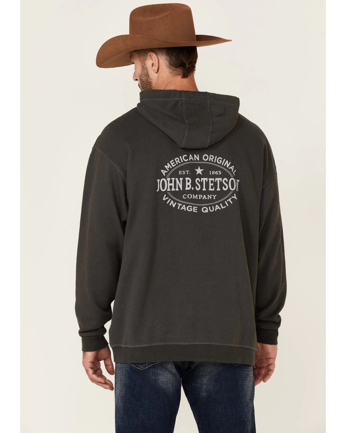 Stetson Men's Gray Vintage Logo Back Graphic Hooded Sweatshirt - Image 4