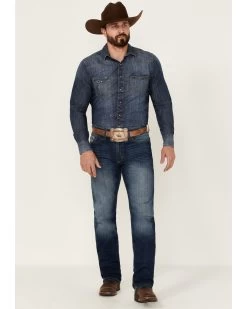 Cinch Men's Silver Label Medium Stonewash Performance Stretch Slim Straight Jeans