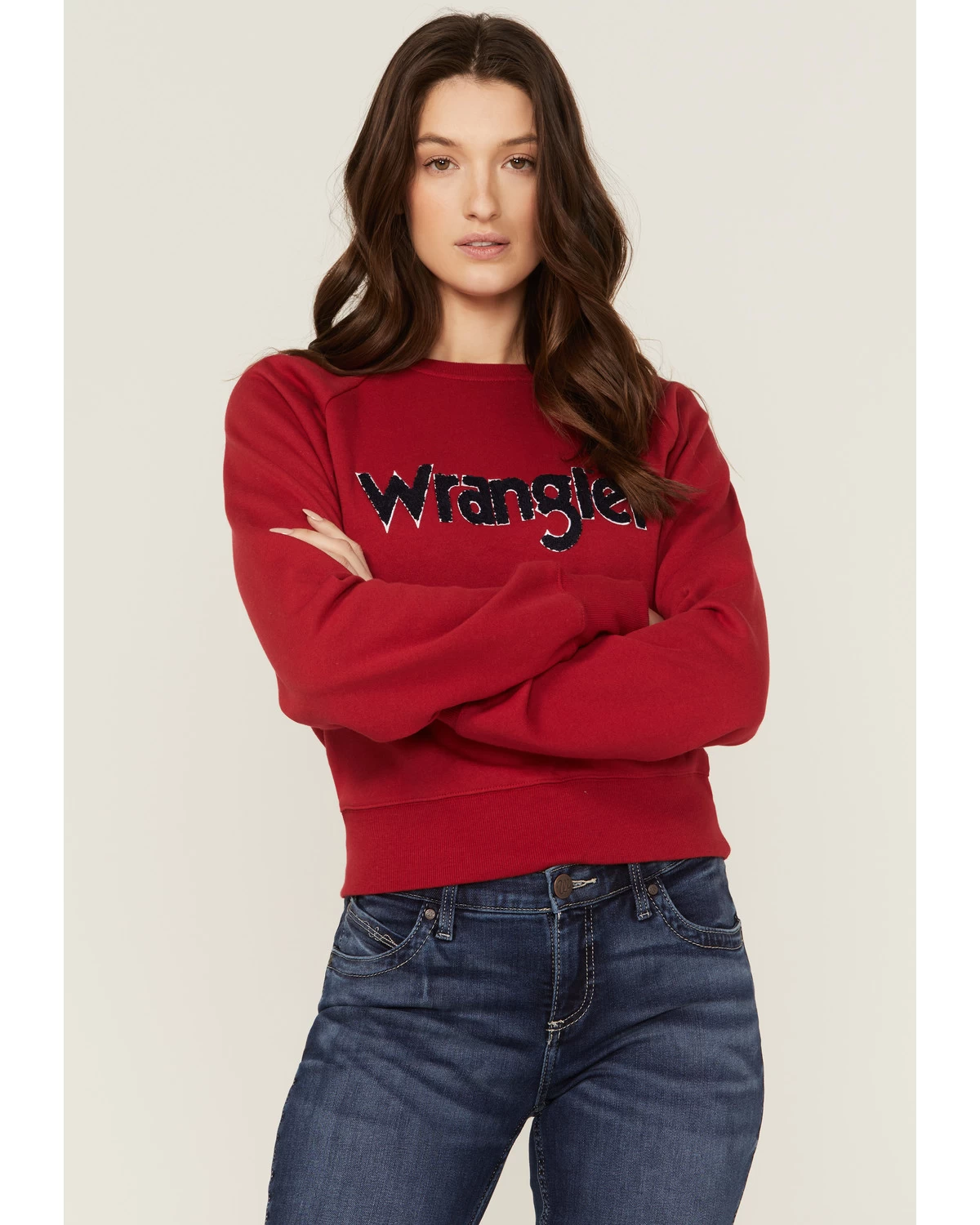 Wrangler Women's Chenille Logo Cropped Sweatshirt