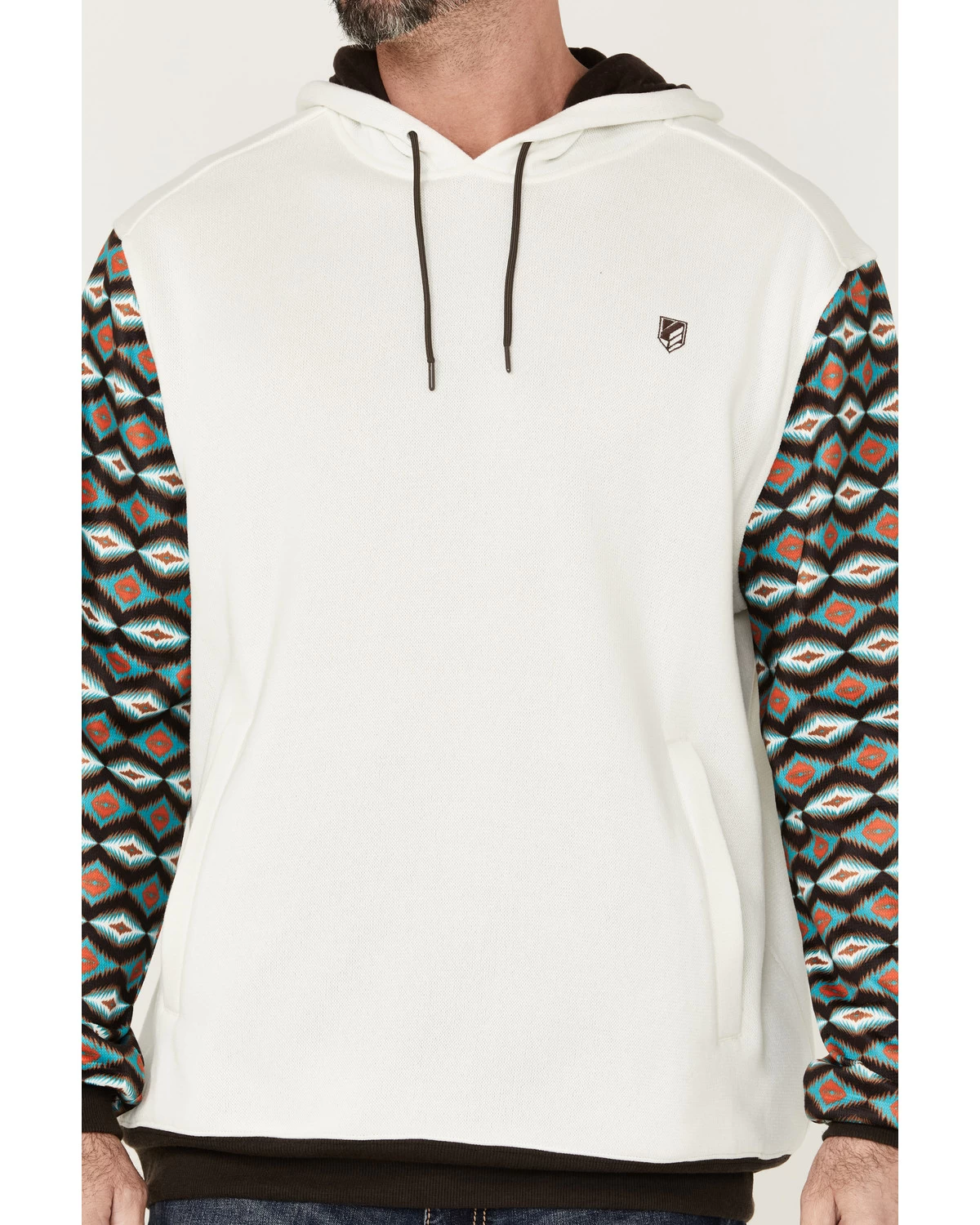 RANK 45 Men's Rustler Southwestern Color-Block Sleeve Hooded Sweatshirt - Image 4