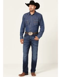 Wrangler 20X Men's Lagoon Dark Wash Vintage Slim Bootcut Jeans