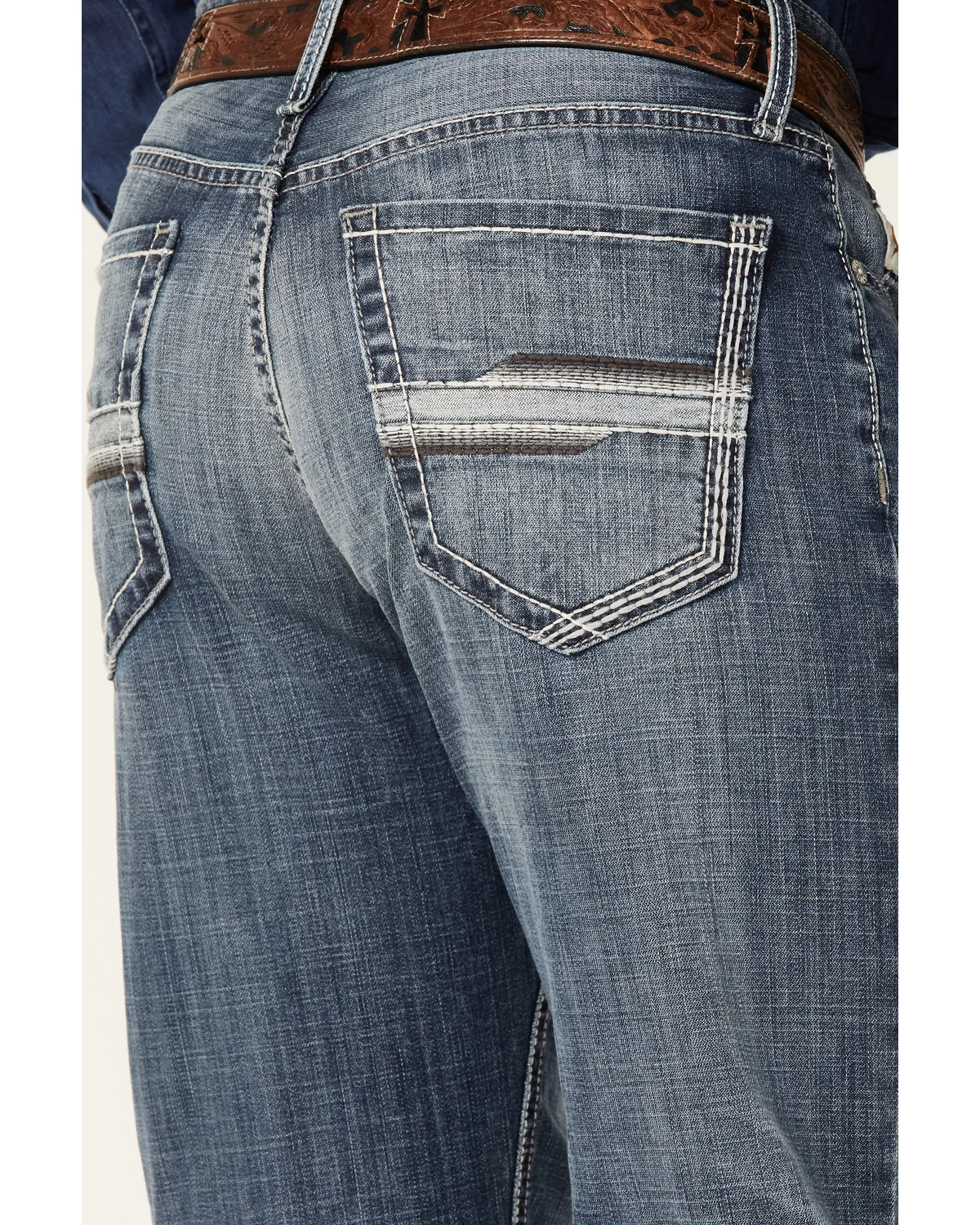 Cinch Men's Grant Medium Stonewash Broken Twill Performance Stretch Relaxed Bootcut Jeans - Image 4