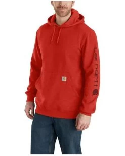 Carhartt Men's Loose Fit Midweight Logo Sleeve Graphic Hooded Sweatshirt